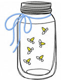 Mason Jar with fireflies sketch machine embroidery design