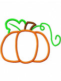 Pumpkin with vine applique machine embroidery design
