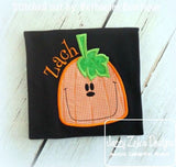 Jack-o-lantern pumpkin applique machine embroidery design
