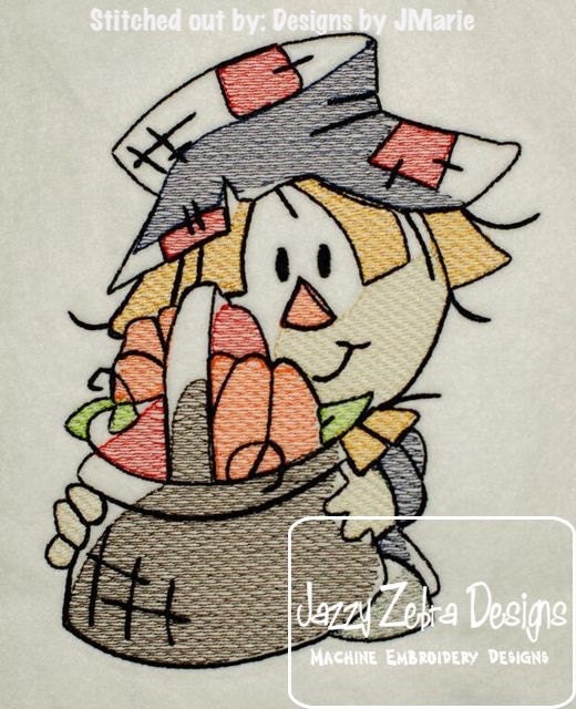 Fall Scarecrow Sketch machine Embroidery Design
