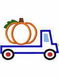 Truck with pumpkin applique machine embroidery Design