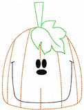 Jack-o-lantern Raggedy edge bean stitch pumpkin Applique machine Embroidery Design - instant download design