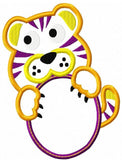 Tiger monogram frame applique machine embroidery design