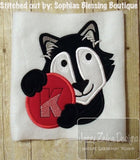 Wolf monogram frame applique machine embroidery design