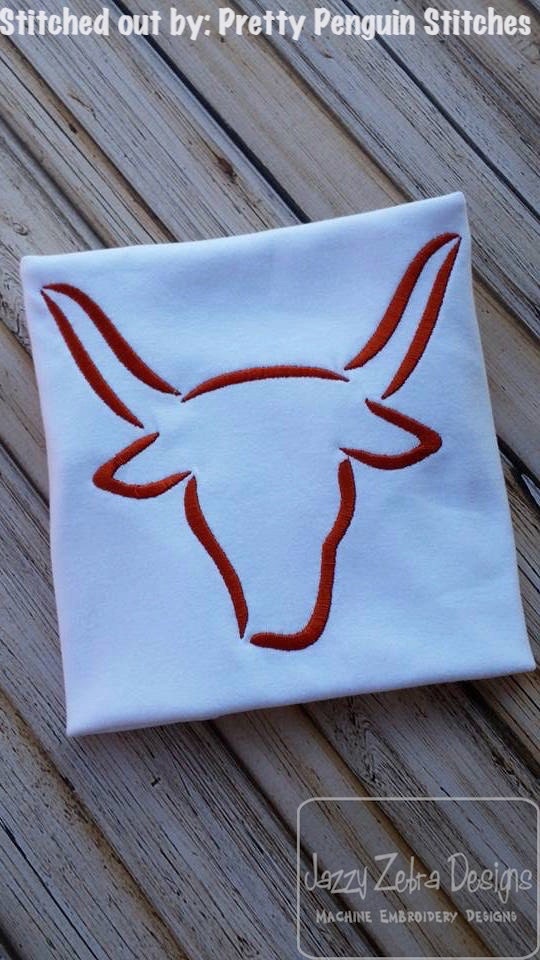 Longhorn satin stitch machine embroidery design