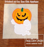 Jack-o-lantern Ghost applique machine embroidery design