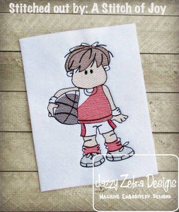 Boy Basketball Sketch Machine Embroidery Design