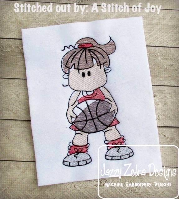 Girl Basketball Sketch Machine Embroidery Design