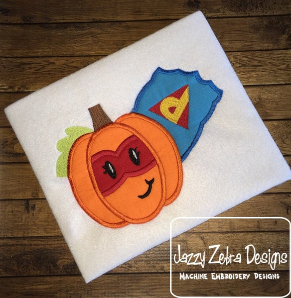 Super hero Pumpkin Applique machine embroidery design