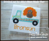 Truck with turkey applique machine embroidery design