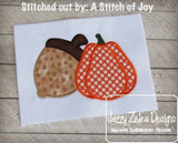 Acorn and Pumpkin appliqué machine embroidery design