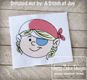 Pirate Girl Sketch Machine Embroidery Design