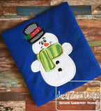 Snowman with top hat appliqué machine embroidery design