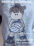 Girl Volleyball Sketch Machine Embroidery Design