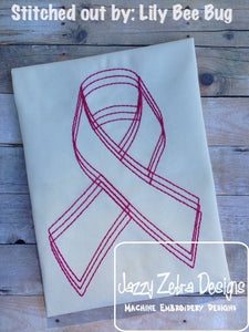 Pink Ribbon or Cancer Ribbon vintage stitch machine embroidery design