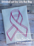Pink Ribbon or Cancer Ribbon vintage stitch machine embroidery design