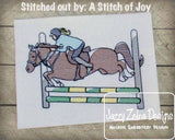 Equestrian Jumper on Horse Sketch Machine Embroidery Design