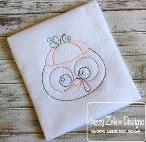 Turkey with pumpkin hat vintage stitch machine embroidery design