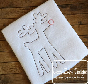 Red nose Reindeer vintage stitch machine embroidery design