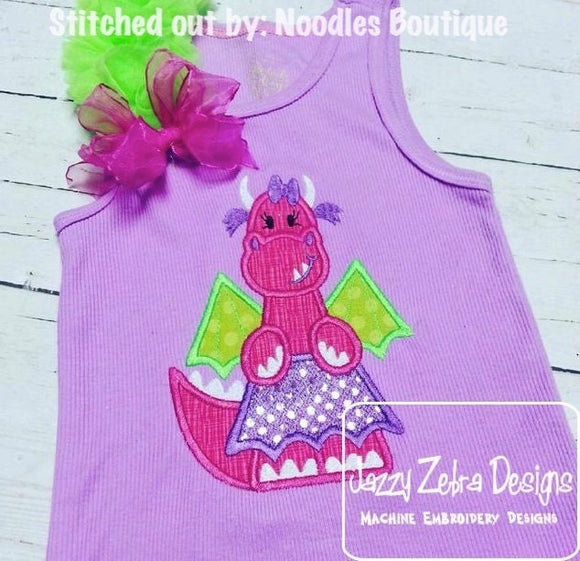 Girl Dragon appliqué machine embroidery design