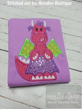 Girl Dragon appliqué machine embroidery design