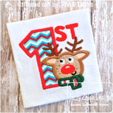 1st Christmas Reindeer appliqué machine embroidery design