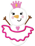 Princess Snowman appliqué machine embroidery design