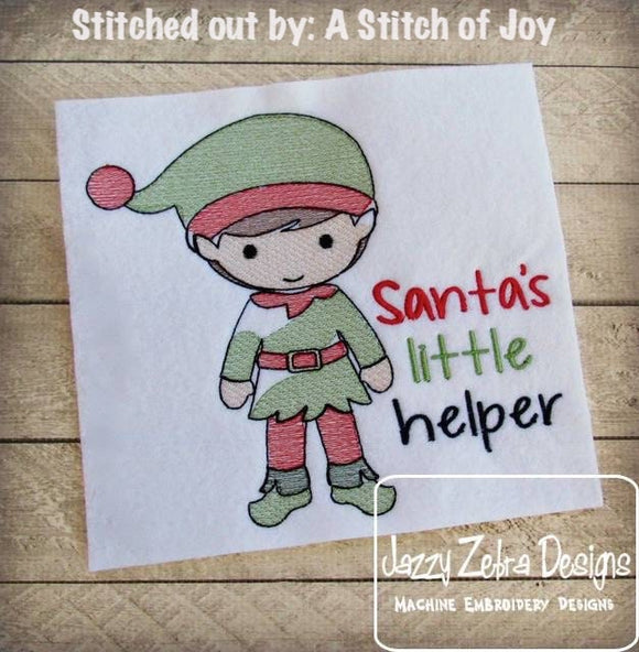 Christmas boy elf sketch machine embroidery design