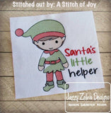 Christmas boy elf sketch machine embroidery design