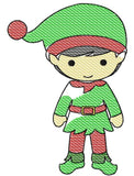 Christmas boy elf sketch machine embroidery design