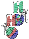 Ho Ho Word Christmas ornament sketch machine embroidery design