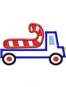 Truck with candy cane appliqué machine embroidery design