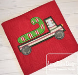 Truck with candy cane appliqué machine embroidery design