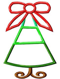 Christmas Tree with big bow appliqué machine embroidery design