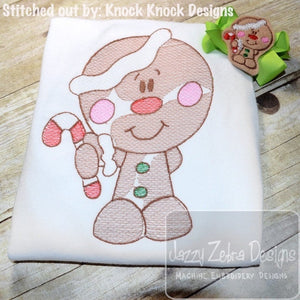 Gingerbread man sketch machine embroidery design