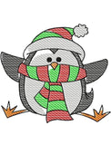 Winter Penguin sketch machine embroidery design
