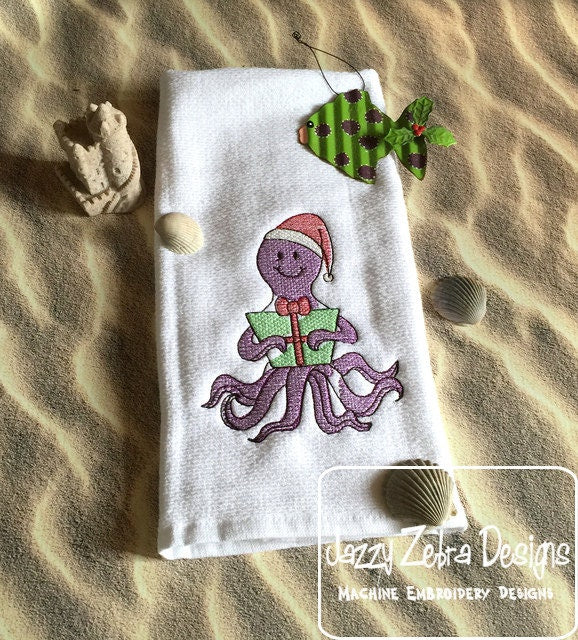 Christmas Octopus Sketch machine Embroidery Design