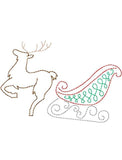 Reindeer with Sleigh vintage stitch machine embroidery design
