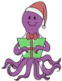 Christmas Octopus Sketch machine Embroidery Design