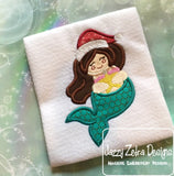 Christmas Mermaid appliqué machine embroidery design