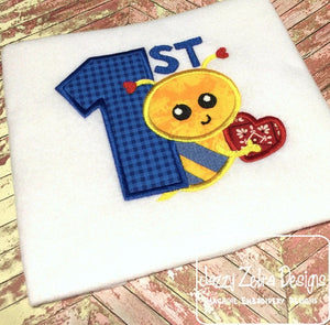 1st Valentine's Day Bee appliqué machine embroidery design