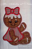 Gingerbread girl appliqué machine embroidery design