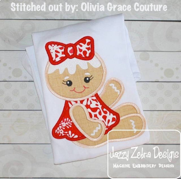 Gingerbread girl appliqué machine embroidery design