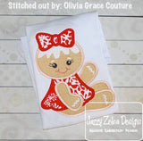 Gingerbread girl appliqué machine embroidery design