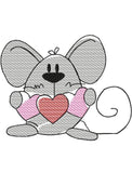 Mouse with heart cutouts Valentine's day sketch machine embroidery design