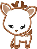 Girl Reindeer or deer applique machine embroidery design
