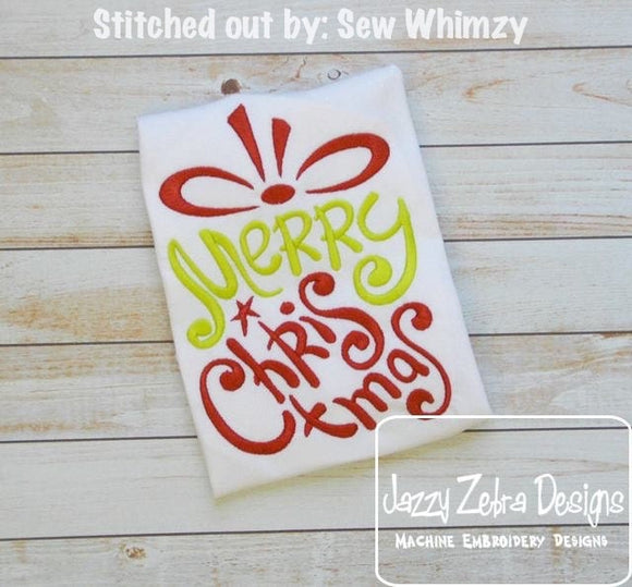 Merry Christmas saying Christmas gift machine embroidery design