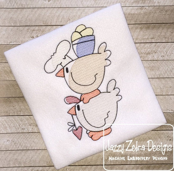 Chicken and egg pile sketch machine embroidery design
