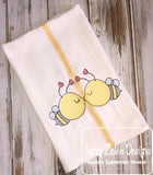 Bee kissing Valentine Day sketch machine embroidery design