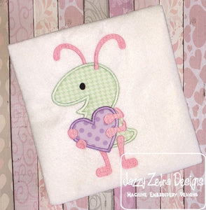 Bug with Heart applique embroidery design
